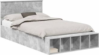vidaXL Estructura De Cama Con Estante Gris Concreto 120 X 190 Cm Vidaxl