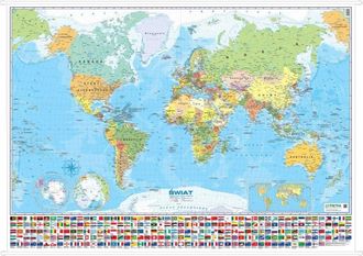 OEM Mapa Pol&iacute;tico Mural A Escala 1:28.000.000 Con Banderas. Edici&oacute;n 2025