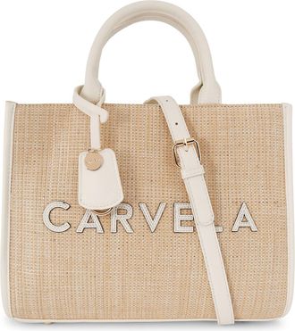 Carvela Womens Frame Raffia Midi Bag - White Fabric - One Size