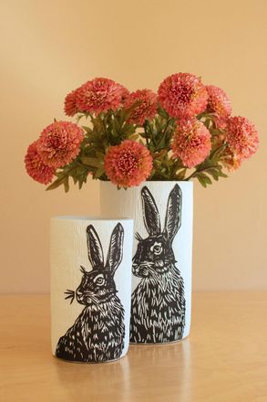Kalalou Set Of Two Cement Easter Rabbit Planters