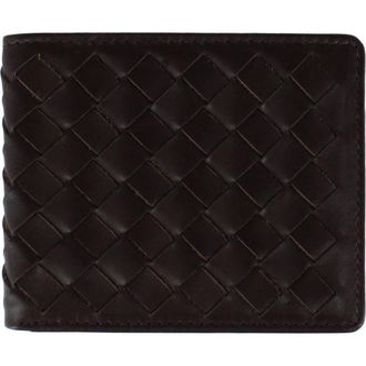 Trafalgar Store Lazzaro Lattice Weave Leather Bi-Fold Wallet in Dark Brown at Nordstrom