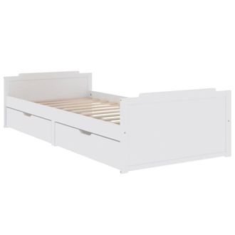 Berkfield Home Beautiful Bed Frame with Drawers White Solid Wood Pine 90x200 cm
