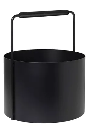 Blomus Blomus Ashi Firewood Steel Basket/Holder with Oak Handle - Black