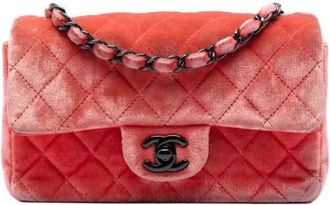 Chanel Pre-owned Vintage Velvet Crossbody Bag - Dames - Vintage Schoudertas - Oranje - ONE Size - Vintage