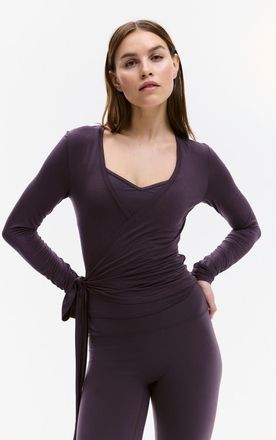 H&M Sports Wrap Top In Modal in Plum Purple at Nordstrom, Size X-Small
