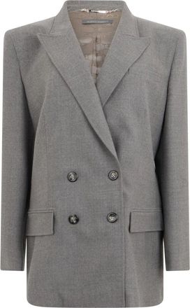 Alberta Ferretti Turned Collar Jacket - female - Alberta Ferretti - Blazers - Gray - 2XL - Jackets
