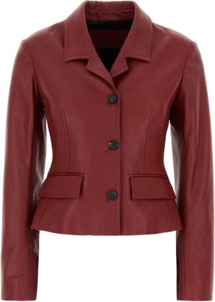 Ferragamo Collegered Jas - Dames - Blazers - Rood - XS - Leer - Jassen