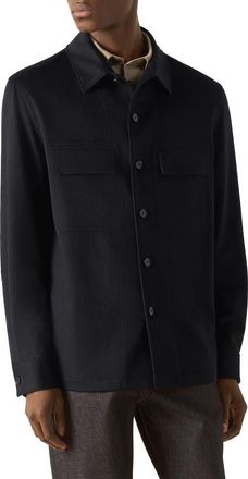 Ermenegildo Zegna Oasi Cashmere Overshirt in Navy Blue at Nordstrom, Size Xx-Large