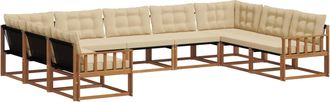 vidaXL Conjunto De Sof&aacute;s De Exterior 9 Uds. Natural Y Beige Vidaxl