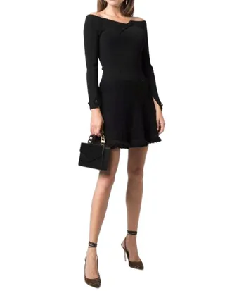 Chanel 2003 Black Wool Flared Mini Skirt, Size Fr; 38 (Authentic Pre-Loved)