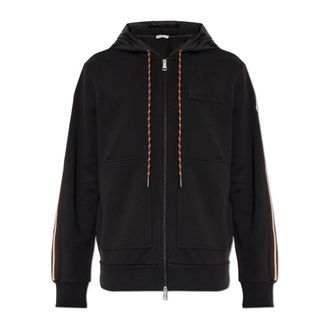 Moncler Zip-throughs, male, Black, Size: 2XL Sweatshirt with Logo Patch