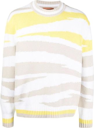 Missoni Round-neck Knitwear, male, Multicolor, L, Zebra Print Crew Neck Jumper