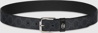 Gucci Belt With Interlocking G Detail, Black, GG Canvas