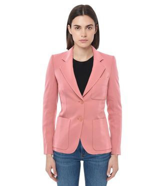 Stella McCartney Peach Solid Notched Lapel Blazer