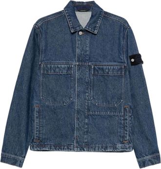 Stone Island Giacca Coach in Denim - - Jackets - Uomo - Blu - S