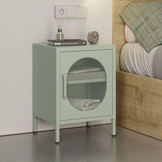 DRAWER Mesilla De Noche De Metal Verde Menta Diora Con Puerta De Celos&iacute;a
