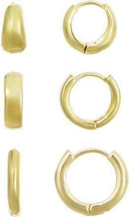 Adornia Set of 3 14K Gold Plated Huggie Hoop Earrings at Nordstrom Rack