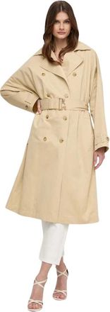 Patrizia Pepe Jassen, Dames, Beige, L, Katoen, Dubbelrijige Katoenen Jas
