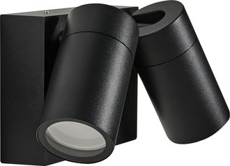 Beliani L&aacute;mpara De Pared Exterior Estilo Moderno Con 2 Focos De Aluminio Negro Holms