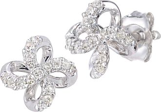 Jewelco London 9ct White Gold Round 15pts Diamond Flower Stud Earrings - PE0AXL5589W
