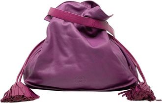 Loewe Pre-owned Bucket Bags, female, Purple, Size: ONE SIZE Pre-owned Drawstring Leather Bag