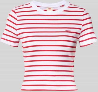 Levi's T-Shirt in Ripp-Optik mit Label-Stitching in Rot, Gr&ouml;&szlig;e XS