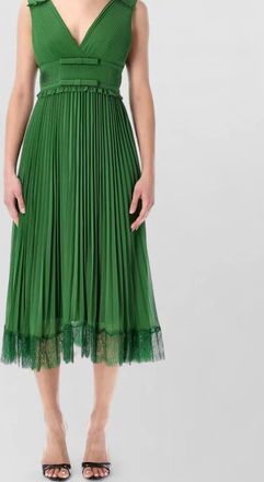 Self Portrait chiffon strapless v-neck pleated midi dress