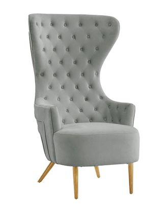 TOV Furniture Jezebel Grey Velvet Wingback Chair By Inspire Me! Home Decor