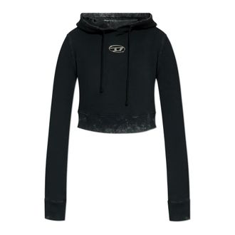 Diesel Hoodies & sweatvesten, Dames, Zwart, 2Xs, Katoen, Cropped Hoodie F-Slimmy-Hood-P5