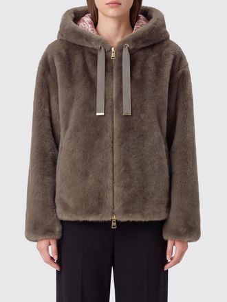 Herno Giacca con cappuccio in pelliccia sintetica con chiusura a zip