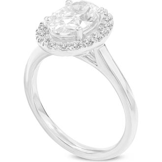 LuvMyJewelry Idalia 14K Gold Oval Lab Grown Diamond Halo Engagement Ring - 1.9 Ct in 14K White Gold at Nordstrom, Size 7