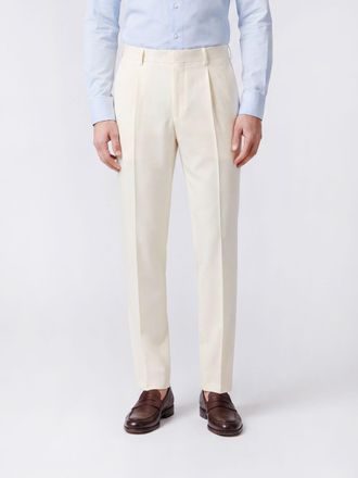 Ferragamo Pantaloni sartoriali slim fit in cotone e cashmere con chiusura a scomparsa