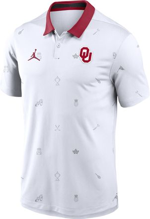 Nike Jordan Mens Oklahoma Vapor Pattern Jordan Brand Dri-FIT College Polo in White | 0JHT08DVOKN-RNS