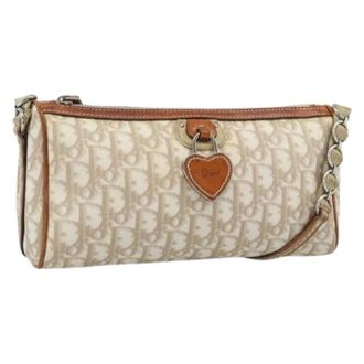 Dior Pre-owned Vintage Trotter Canvas Shoulder Bag - Dames - Pre-owned - Beige - Maat: ONE Size Leer