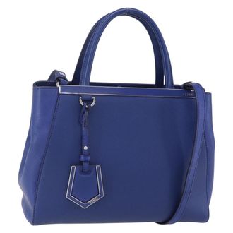 Fendi 2Jours Bag Leather Blue Leather Handbag (Pre-Owned)