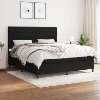 vidaXL Cama Box Spring Con Colch&oacute;n Tela Negro 180x200 Cm Vidaxl