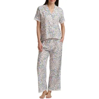 Splendid Notch Collar Crop Pajamas in Pansy Ditsy at Nordstrom, Size X-Large