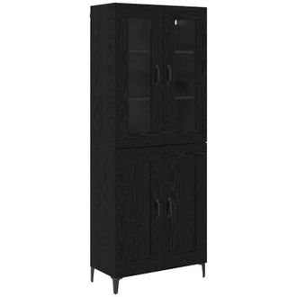 vidaXL Highboard Black Oak 69.5 x 34 x 180 cm Engineered Wood vidaXL