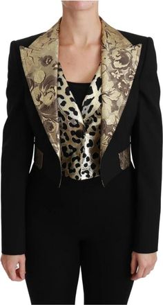 Dolce & Gabbana Zwarte Jacquard Wol Jas met Vest - Dames - Blazers - Zwart - S - Wol - Jassen