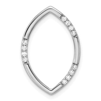 Diamond2Deal 14K White Gold Lab Grown Diamond Oval Chain Slide Pendant (0.12ct, VS, G-H)