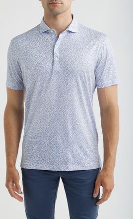 Johnnie-O Watercolors Floral Performance Jersey Polo in Viola at Nordstrom, Size Xx-Large