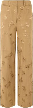 Veronica Beard Rechte broek in bloemenjacquard - Dames - Wijde Broeken - Beige - XS - Katoen - Broeken