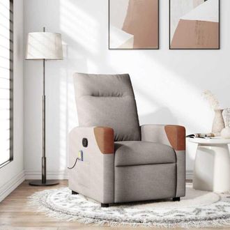 vidaXL Sill&oacute;n De Masaje Reclinable De Tela Gris Taup&eacute; Vidaxl