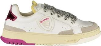 Blauer Levendige Leren Sportieve Sneakers met Verwijderbare Binnenzool - Dames - Sneakers - Wit - 38 EU - Schoenen