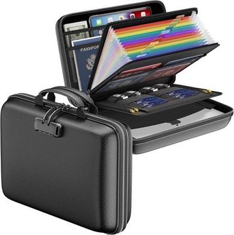 OEM Caja Para Documentos Ign&iacute;fuga Con Candado Y 13 Compartimentos Para Almacenamiento En El Hogar Y La Oficina