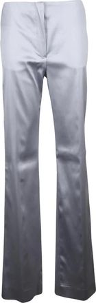 Sportmax Rechte broek - Dames - Straight fit broeken - Grijs - M - Leer - Broeken