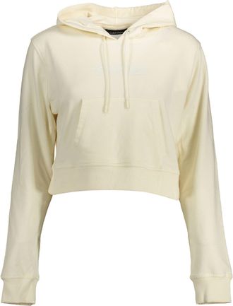 Calvin Klein Womens Cropped Hoodie Boxy Fit - Yellow Cotton - Size Large