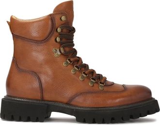 Kazar Bruine herenlaarzen met metalen lussen - Heren - Veterlaarzen - Bruin - 44 EU - Leer - Schoenen