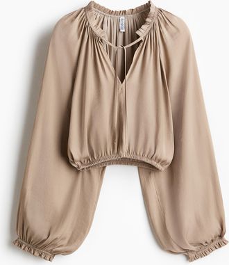H&M Bluse mit Ballon&auml;rmeln - Beige