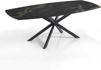 Oresteluchetta Mesa extensible cer&aacute;mica/metal negro/oro-negro 75x90x140-200 cm